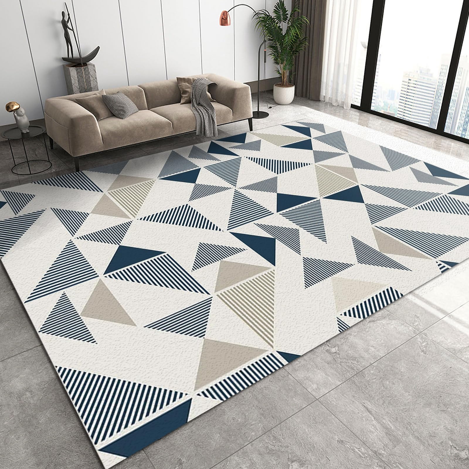 Simple Geometric Area Rugs, Modern Creative Line Living Room Rug, Noise ...