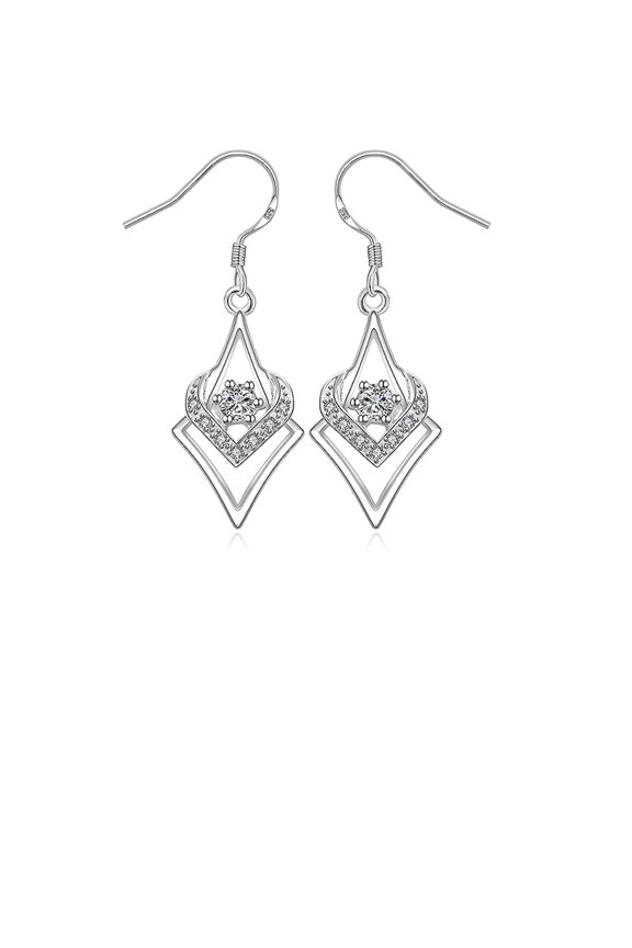 Simple Geometric Diamond Earrings with Austrian Element Crystal