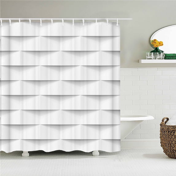 Simple Geometric Pattern Fabric Shower Curtain Bathroom Curtains Stripes Mosaic Bath Screen Waterproof Polyester