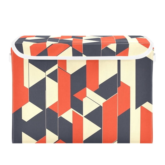 Simple Geometric Patterns Large Storage Bins with Linen Collapsible Lid Storage Box 16.7 x 12.6 x 11.8in