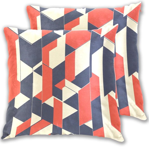 Simple Geometric Patterns Throw Pillow Covers 16x16 Inch 2 Packs Decorative Square for Living Room Couch Bed Sofa