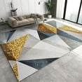 thumbnail image 1 of Simple Geometric Triangles Rugs For Bedroom Aesthetic, Gold And Grey Abstract Art Area Rugs Floor Mats Non Slip Soft For Living Room Hardwood Floors Teen Room 5 x 8ft, 1 of 6