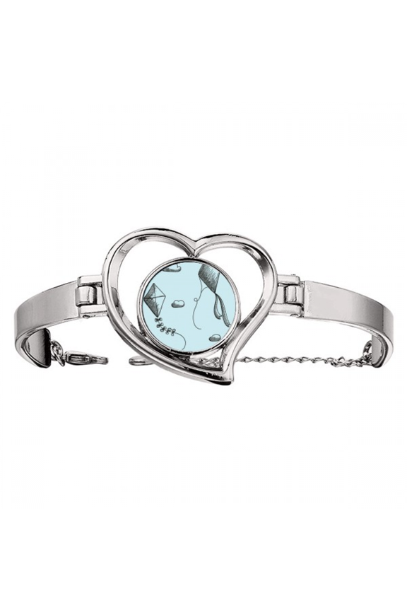 Simple Geometry Hand Painted Kite Pattern Bracelet Heart Jewelry Wire Bangle