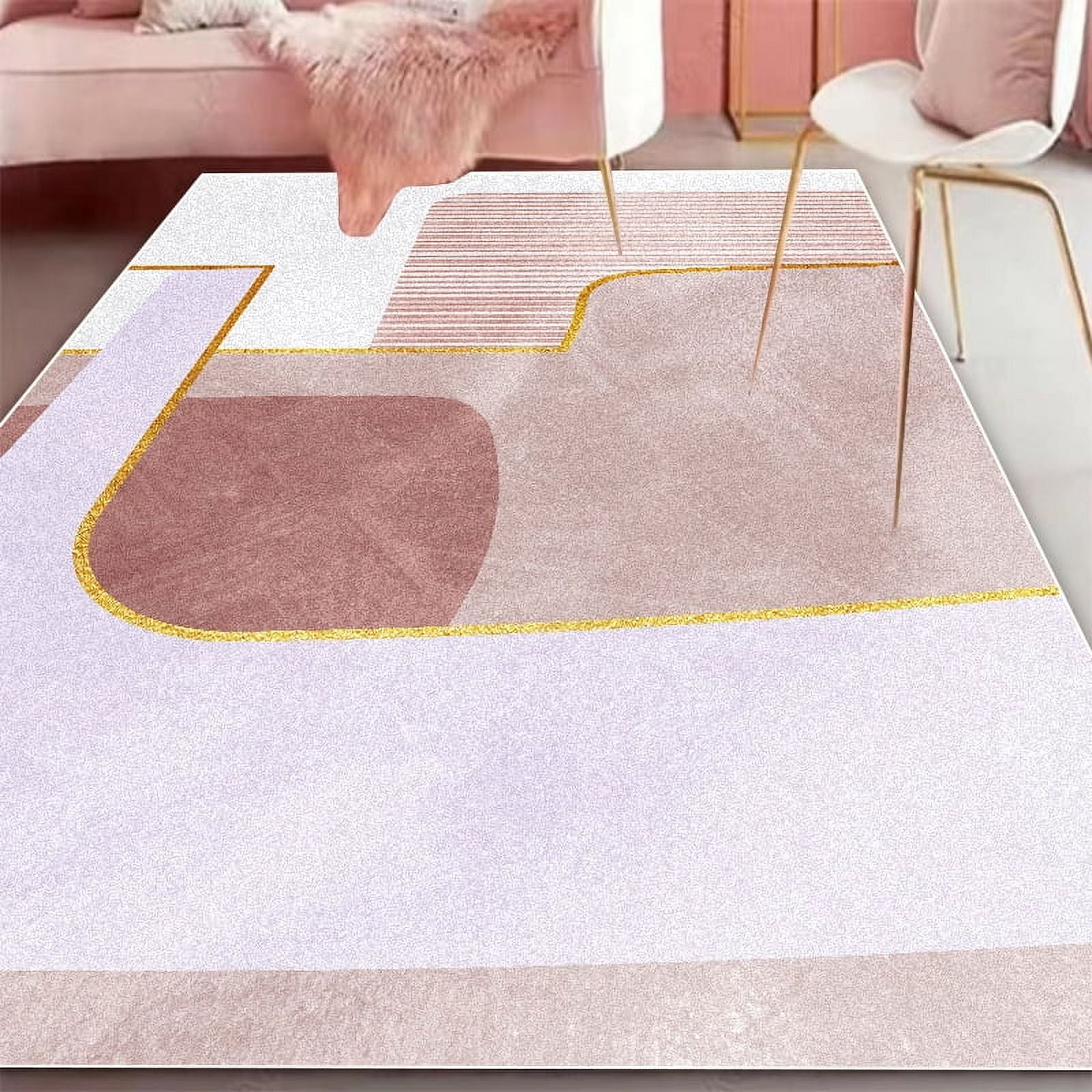 Simple Geometry ration Rugs Living Room Pink Large Carpets Home Sofa ...