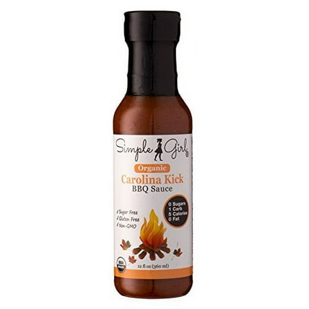 Simple Girl Carolina Style BBQ Sauce - 12oz - Low Calorie - Sugar-Free Diabetic/Vegan Friendly - Gluten/Fat/MSG Free - Compatible with Most Diets