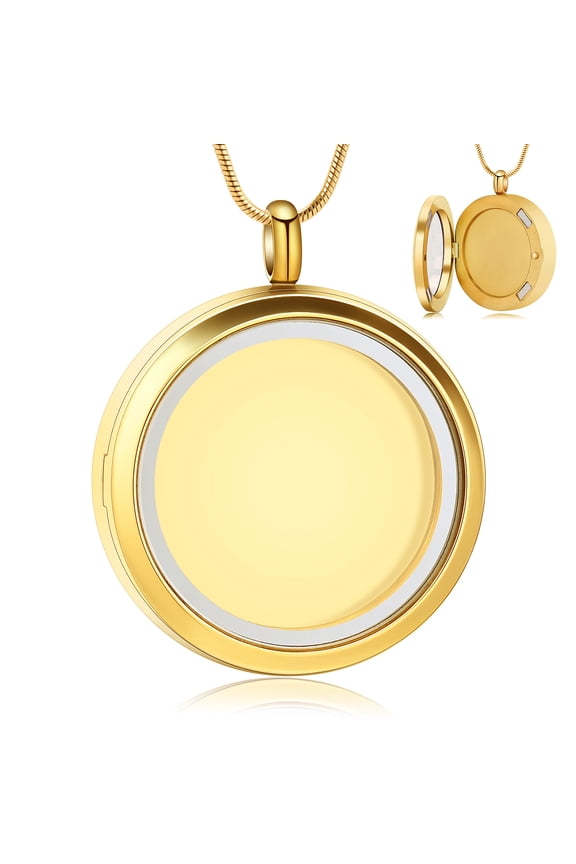 Simple Glass Round Photo Frame Urn Pendant Cremation Jewelry for Ashes Holder Memory Necklace