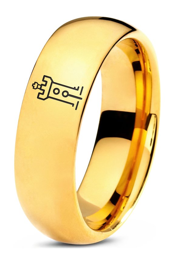 Simple Gold Band Minimalist Gamer Tungsten Ring Grandma Gift for Parents Mr And Mrs Mom