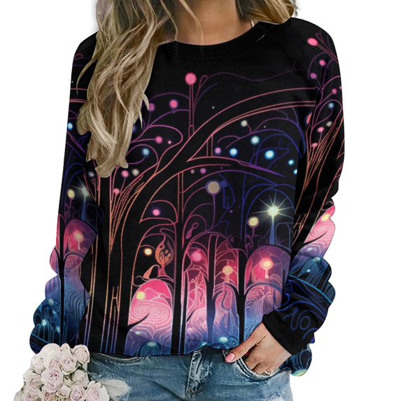 Simple Golden Ripple Womens Casual Crewneck Sweatshirt Long Sleeve Tops Cute Pullover Loose Fit