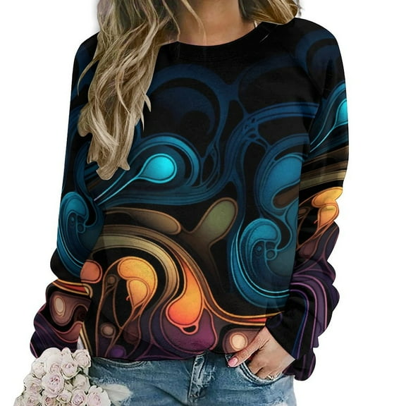 Simple Golden Ripple Womens Oversized Sweatshirts Hoodies Crewneck Casual Tops Comfy FallWinter Clothes 2024