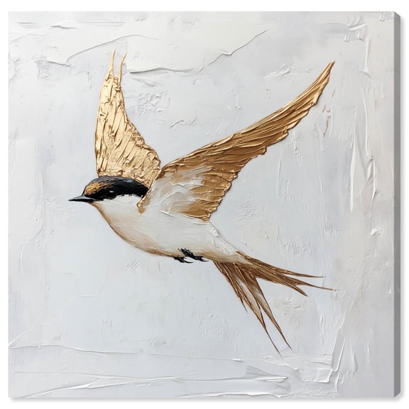 Simple Golden Swallow Canvas Butterfly Art by Art Remedy, Gallery Wrapped, 12 x 12