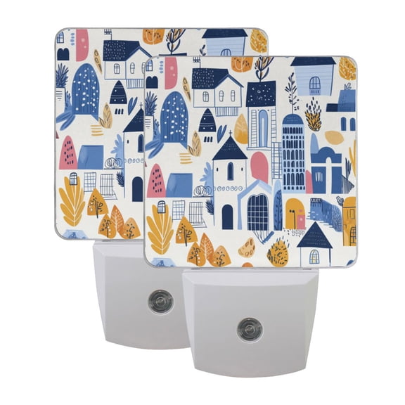Simple Graffiti Painting LED Night Light with Smart Sensor Plug Into Wall Dusk to Dawn 2 packs