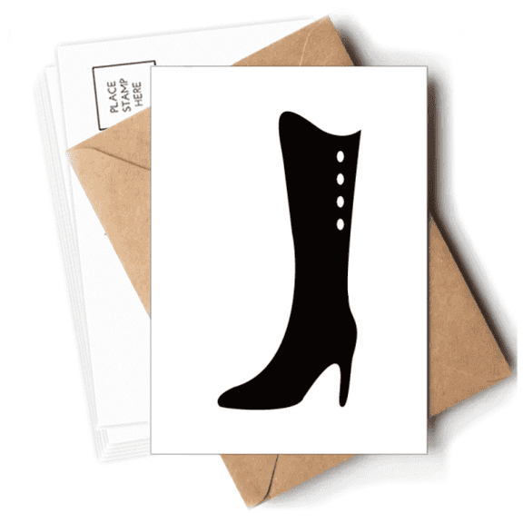 Simple Graphics Black High Boots Outline Postcards Envelopes Blank Note Cards Mailing