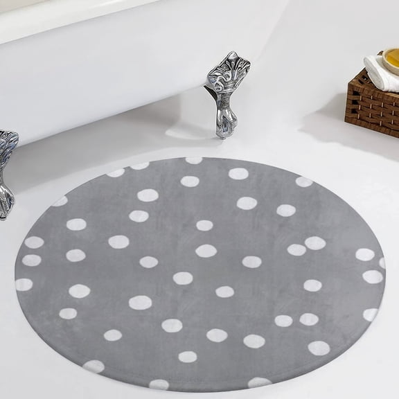 Simple Gray And White Polka Dots Round Carpet Circle Rug Outdoor Patio Area Rug Washable Large Area Rugs Hallway Room Decor Fitness Mats