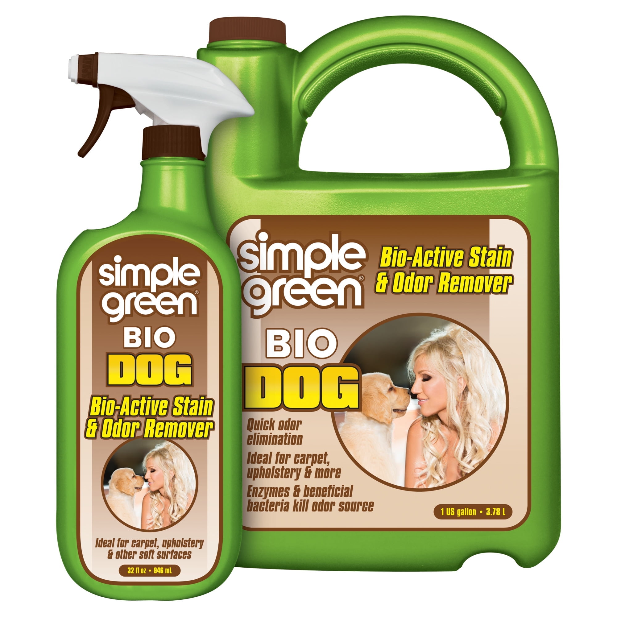 Simple Green Bio Dog Bio Active Stain and Odor Remover, Floral Scent, 32 oz Sprayer & 1 gallon Refill