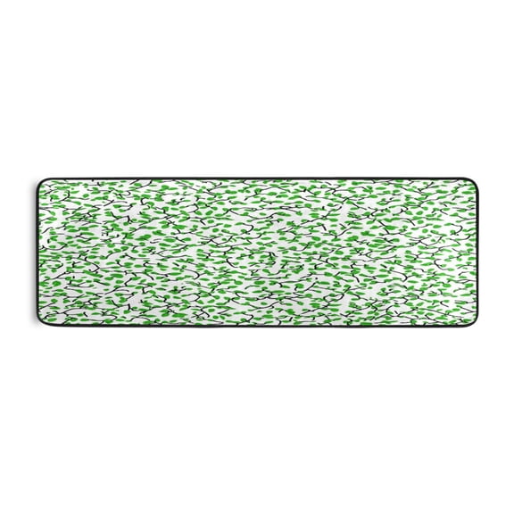 Simple Green Leaves 72x24" Runner Rug, Non-Slip Memory Foam Cushion, Anti-Crease for Hallways and Bedrooms