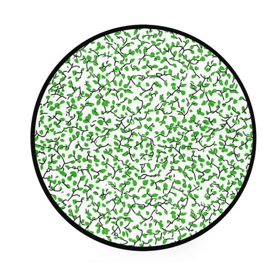 Simple Green Leaves Memory Foam Bath Mat 36" Absorbent Rug with Non Slip Base and 4 Bonus Pads