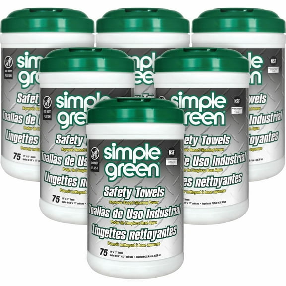 Simple Green, SMP13351CT, Multi-Purpose Cleaning Safety Towels, 6 / Carton, Green