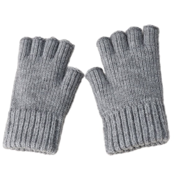 Simple Half Finger Gloves Warm and Flexible Knitted Gloves for Students Autumn Winter Fashion Gloves for Writing Reading