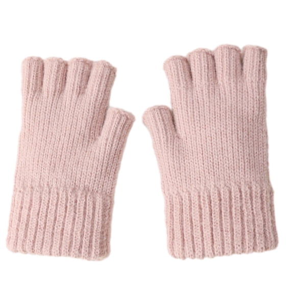 Simple Half Finger Gloves Warm and Flexible Knitted Gloves for Students Autumn Winter Fashion Gloves for Writing Reading