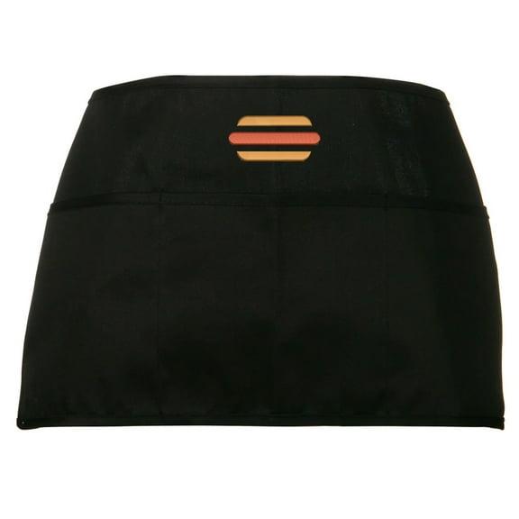 Simple Hamburger Icon Embroidered 3 Pockets Chef's Apron - Black OSFM