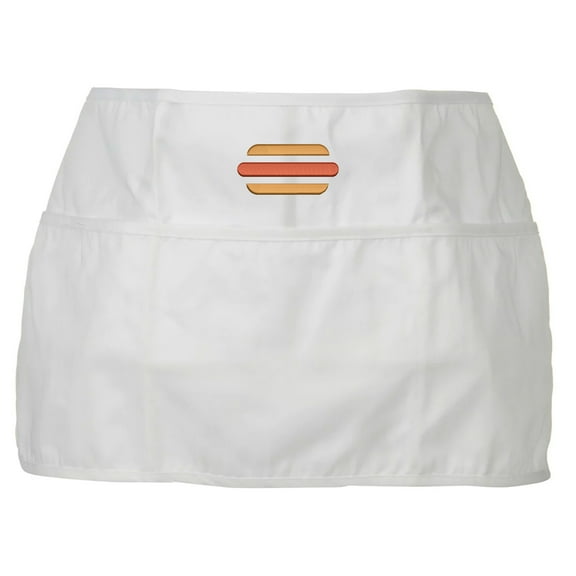 Simple Hamburger Icon Embroidered 3 Pockets Chef's Apron - White OSFM
