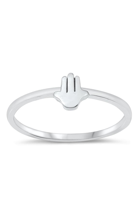 Simple Hamsa Good Fortune Ring .925 Sterling Silver Band Jewelry Female Male Unisex Size 10