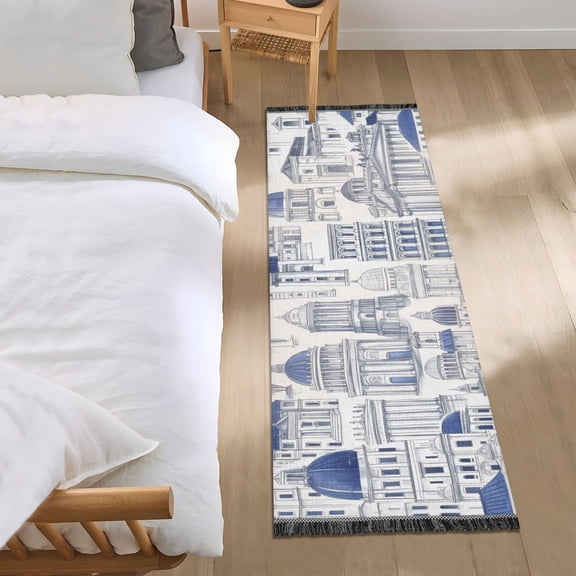 Simple Hand Drawn Graffiti Bedroom Runner Rug 2'x 6' Non Slip Carpet Indoor Home Area Rug Living Room