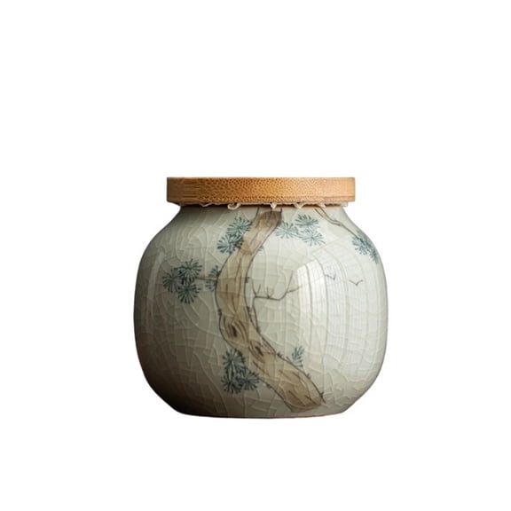 Simple Hand-painted Tea Canister Household Ceramic Sealed Storage Container Tins Jar 210ml