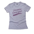 thumbnail image 1 of Simple Happy Camper Large Stylish Font Women's Cotton Grey T-Shirt, 1 of 2