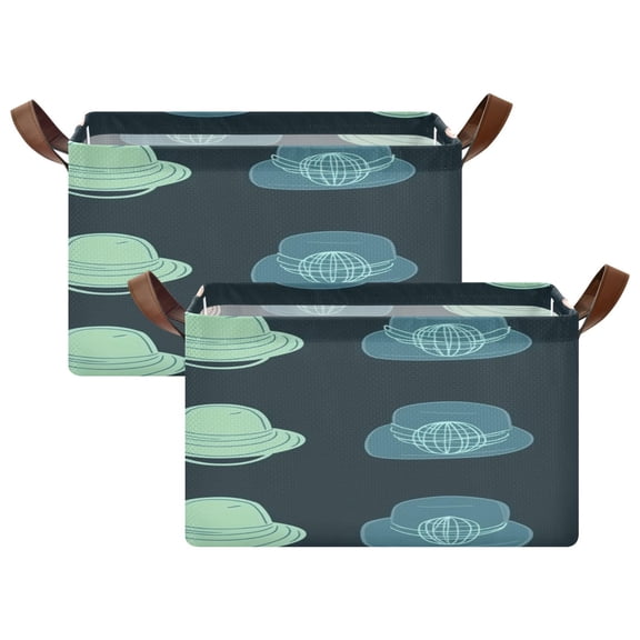 Simple Hat Pattern Design 16.9x11.4x10in Foldable Open Home Storage Bins Durable Water Resistant Shelf Baskets