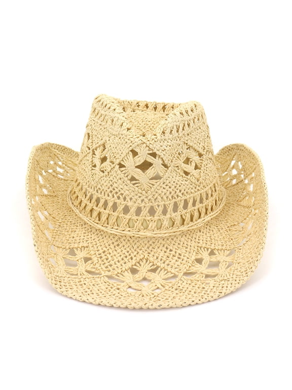 Simple Hat Western Straw Hat for Sun for Hand-woven Cowboy Hat Cowgirl Hat for Spring Outdoor Mal
