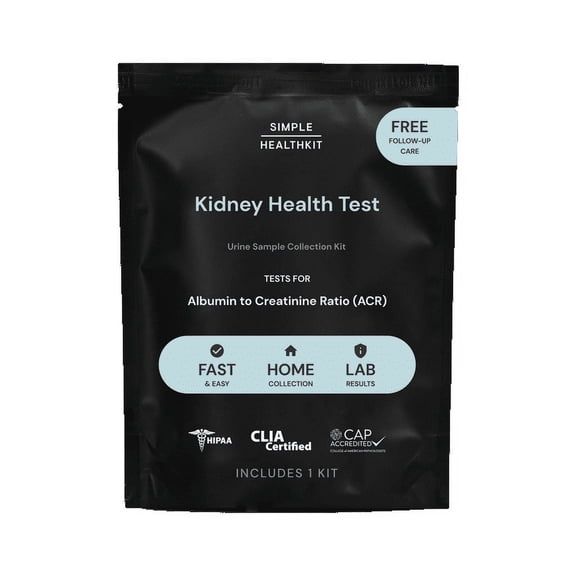 Simple HealthKit At-Home Kidney Health Test Collection Kit, ACR Ratio Test for Males and Females, Free Follow-Up Care & Fast Lab Results, 1 Kit