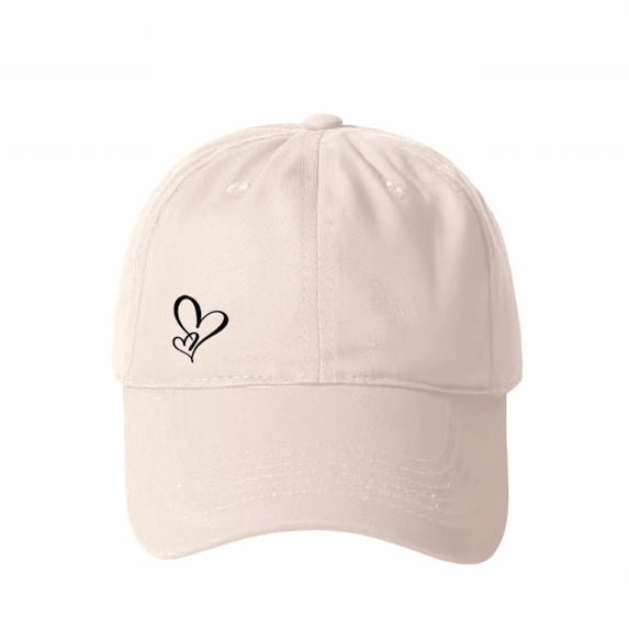 Simple Heart Print Baseball Cap for Women, Adjustable Cute Hat for Workout, Running, and Casual Daily Use, Trendy and Lightweight Sun Protection Cap - Beige