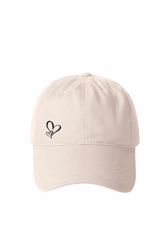 Simple Heart Print Baseball Cap for Women, Adjustable Cute Hat for Workout, Running, and Casual Daily Use, Trendy and Lightweight Sun Protection Cap - Beige