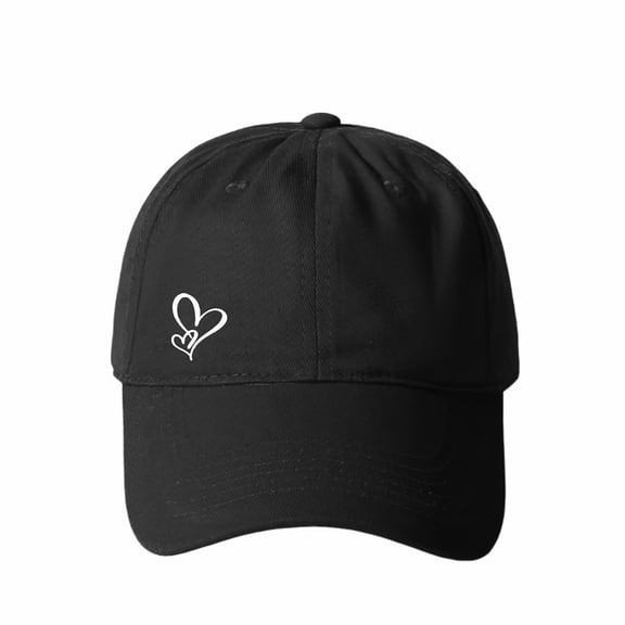 Simple Heart Print Baseball Cap for Women, Adjustable Cute Hat for Workout, Running, and Casual Daily Use, Trendy and Lightweight Sun Protection Cap - Black
