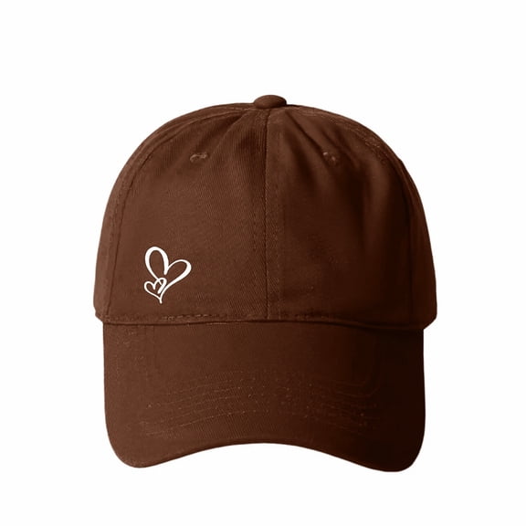 Simple Heart Print Baseball Cap for Women, Adjustable Cute Hat for Workout, Running, and Casual Daily Use, Trendy and Lightweight Sun Protection Cap - Coffee
