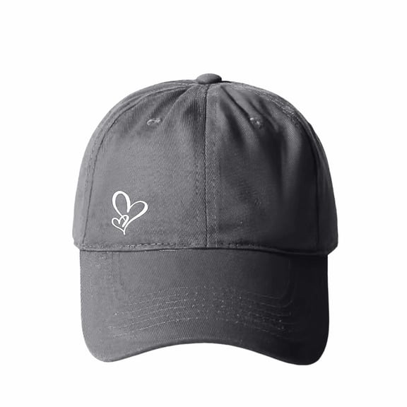 Simple Heart Print Baseball Cap for Women, Adjustable Cute Hat for Workout, Running, and Casual Daily Use, Trendy and Lightweight Sun Protection Cap - Dark Gray