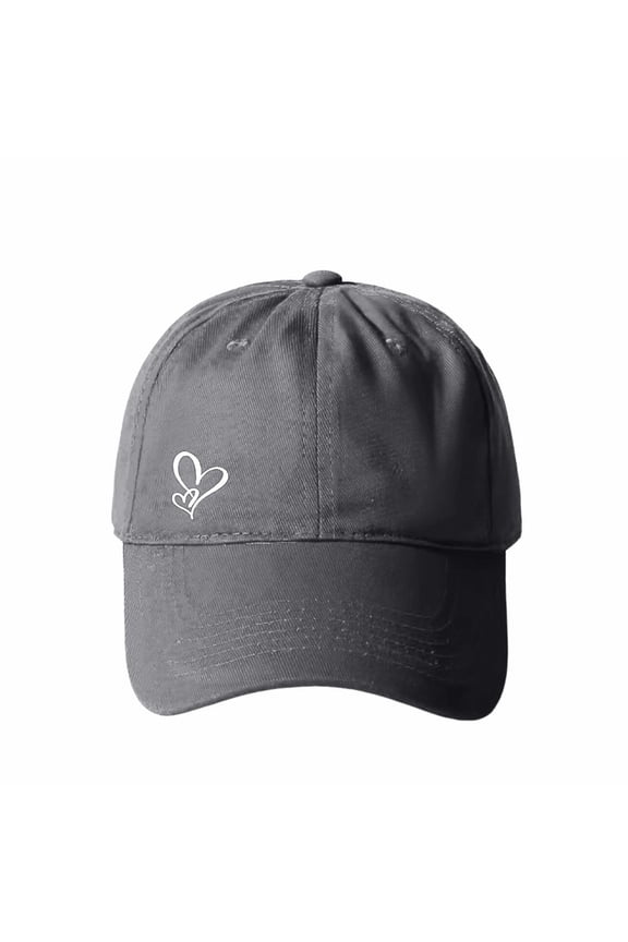 Simple Heart Print Baseball Cap for Women, Adjustable Cute Hat for Workout, Running, and Casual Daily Use, Trendy and Lightweight Sun Protection Cap - Dark Gray