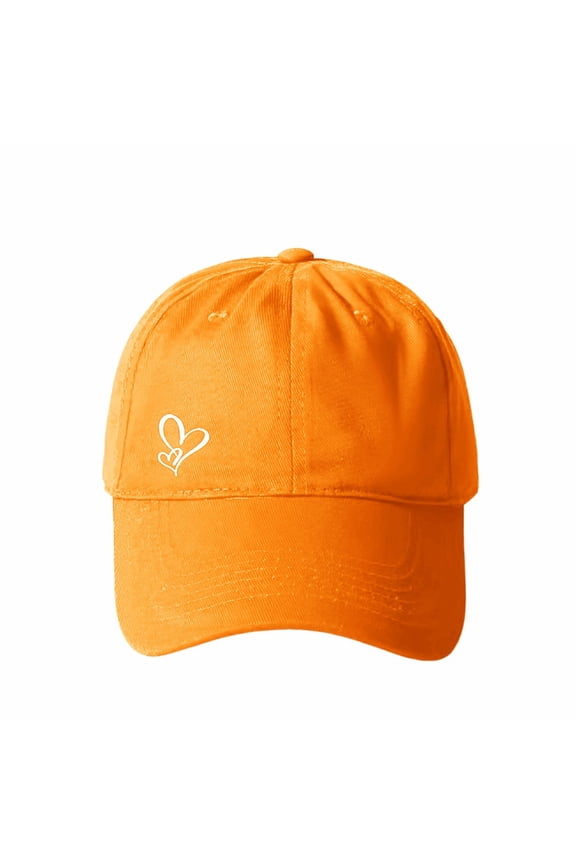 Simple Heart Print Baseball Cap for Women, Adjustable Cute Hat for Workout, Running, and Casual Daily Use, Trendy and Lightweight Sun Protection Cap - Orange