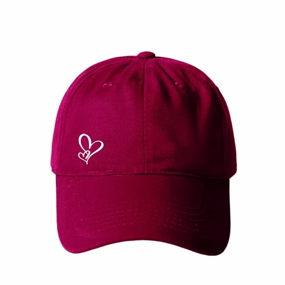 Simple Heart Print Baseball Cap for Women, Adjustable Cute Hat for Workout, Running, and Casual Daily Use, Trendy and Lightweight Sun Protection Cap - Wine