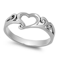 Simple Heart Promise Purity Filigree Ring Sterling Silver Band 925 Jewelry Female Male Size 10