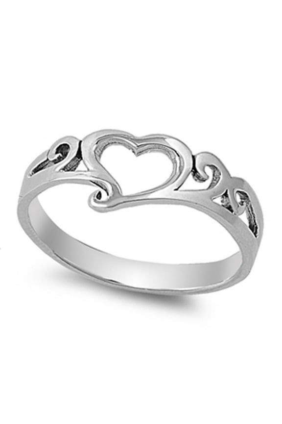 Simple Heart Promise Purity Filigree Ring Sterling Silver Band 925 Jewelry Female Male Unisex Size 5