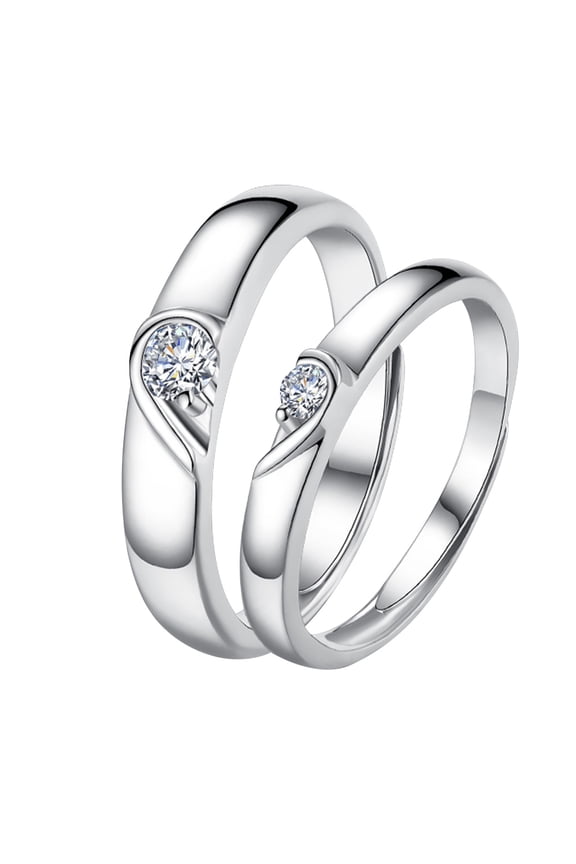 Simple Heart Shape Matching Lover Ring Friendship Adjustable Couple Rings Jewelry Decor Promise Wedding Ring Band Sets