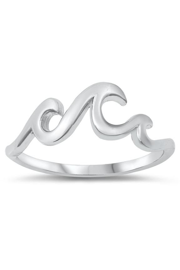 Simple High Polish Ocean Wave Ring .925 Sterling Silver Jewelry Female Male Unisex Size 10