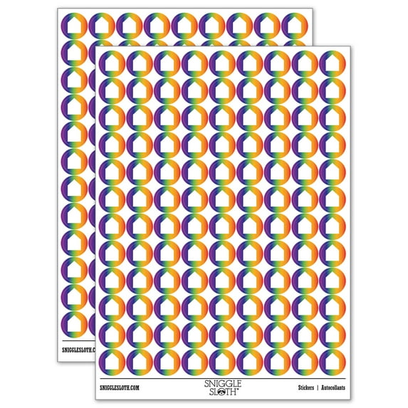 Simple House Solid 200+ Round Stickers - Rainbow - Gloss Finish - 0.50" Size