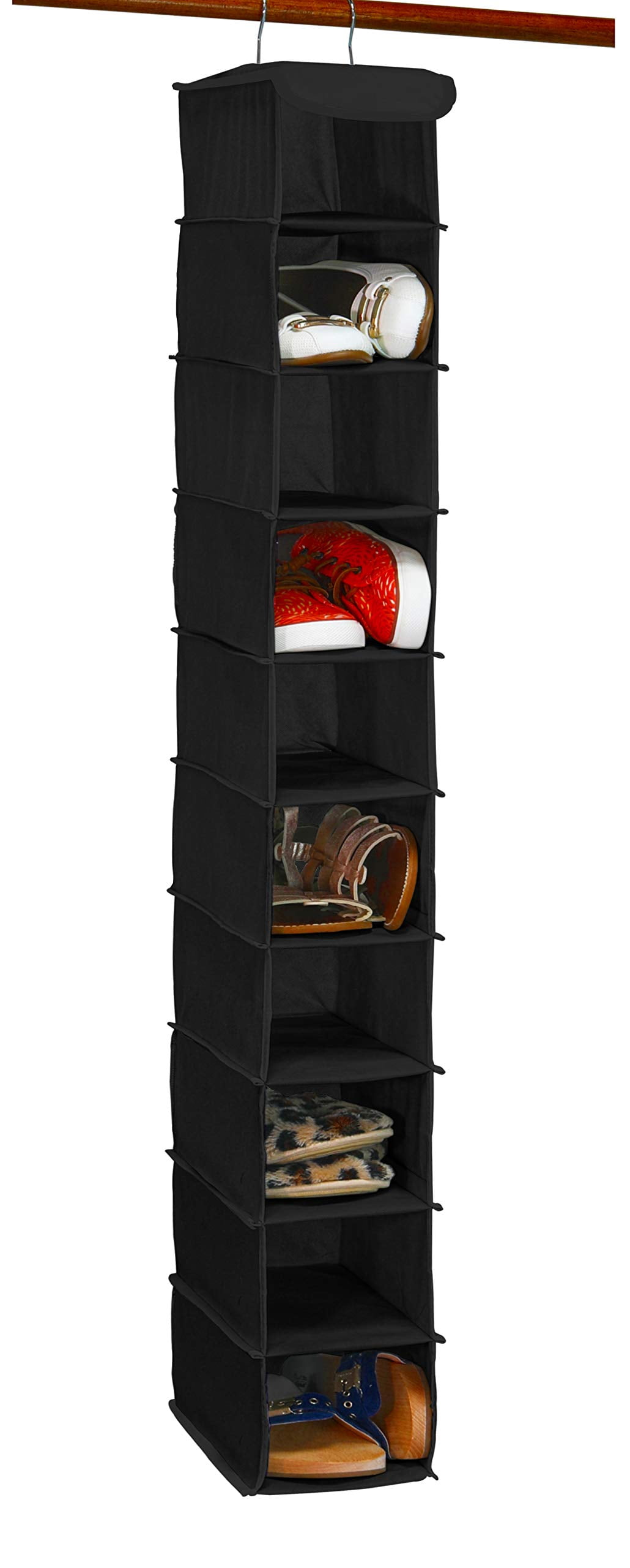 Simple Houseware 10 Shelves Closet Hanging Shoe Organizer, Black