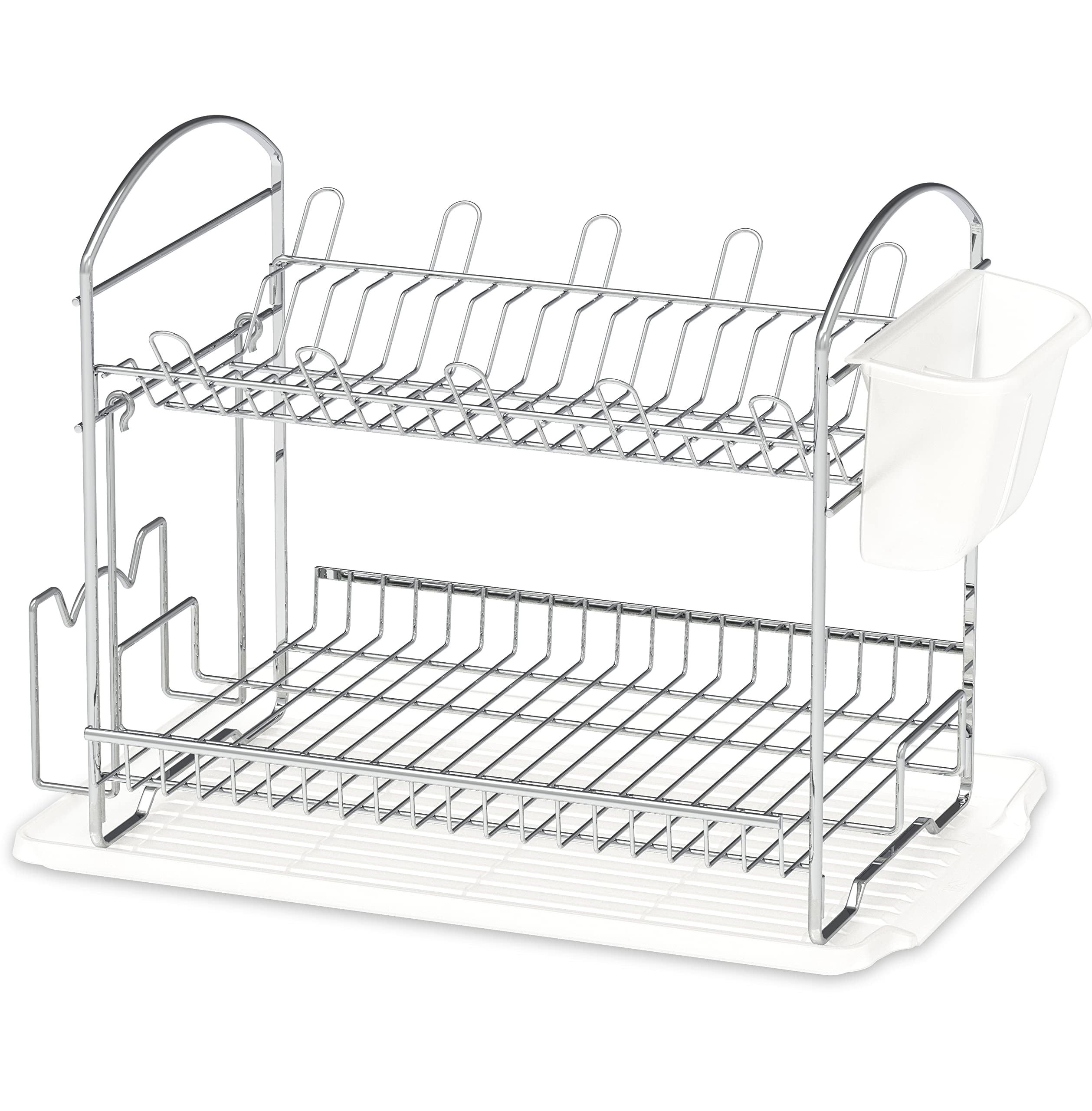Simple Houseware 2-Tier Dish Rack with Drainboard, White