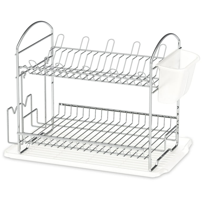 Montgomery Ward Retro 2-Tier Dish Rack, Space-Saving Design, Durable  Plastic and Chrome-Plated Wire, Easy Assembly (Delicious Red)