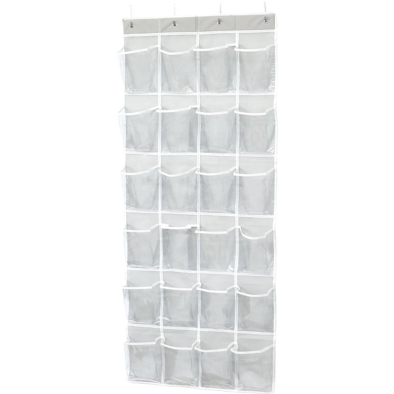 Simple Houseware 24 Pockets Large Clear Pockets Over The Door Hanging Shoe  Organizer, Gray (56 x 22.5)