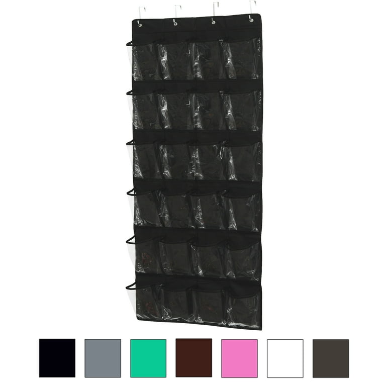 Black 24-Pocket Over-The-Door Hanging Shoe Organizer